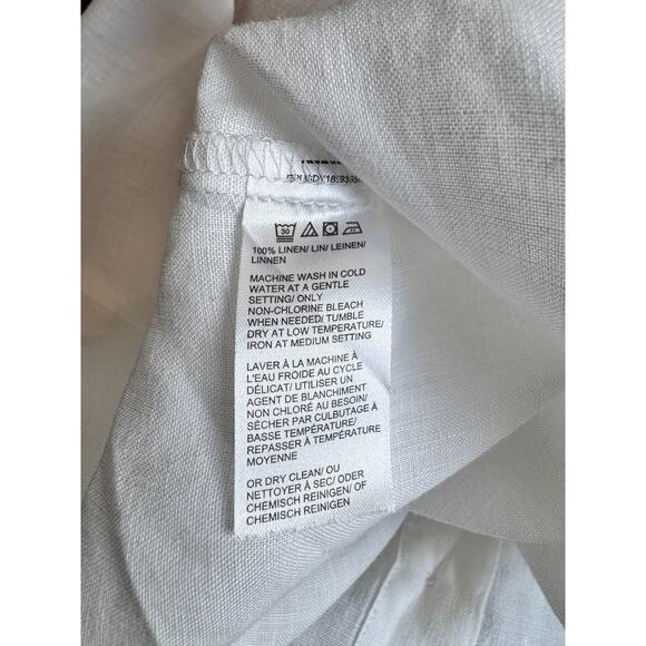 Lord & Taylor 100% Linen Button Front Blouse White Long Sleeve Women’s Small - Picture 6 of 6